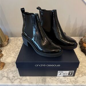 Andre Assous Glossy Black Ankle Booties